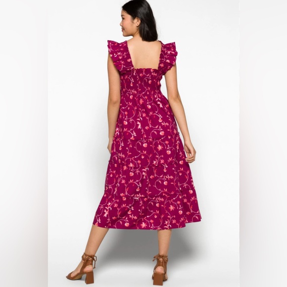 RARE Hill House Ellie Nap Dress in Burgundy Botanical Floral - Size M - Picture 5 of 7